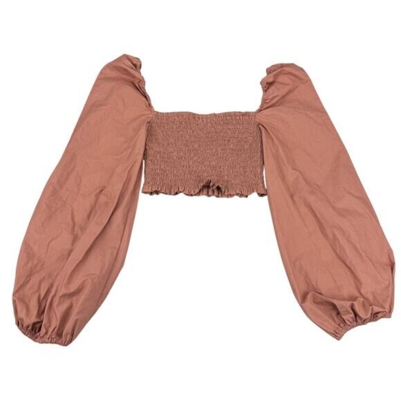 Aritzia Wilfred Inaya Smocked Blouse Size XXS Copper Pink - Picture 5 of 5